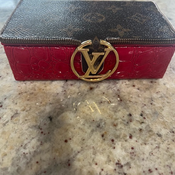 LV Fashion Monogram Jewelry Box with Red and Brown - Picture 2 of 5